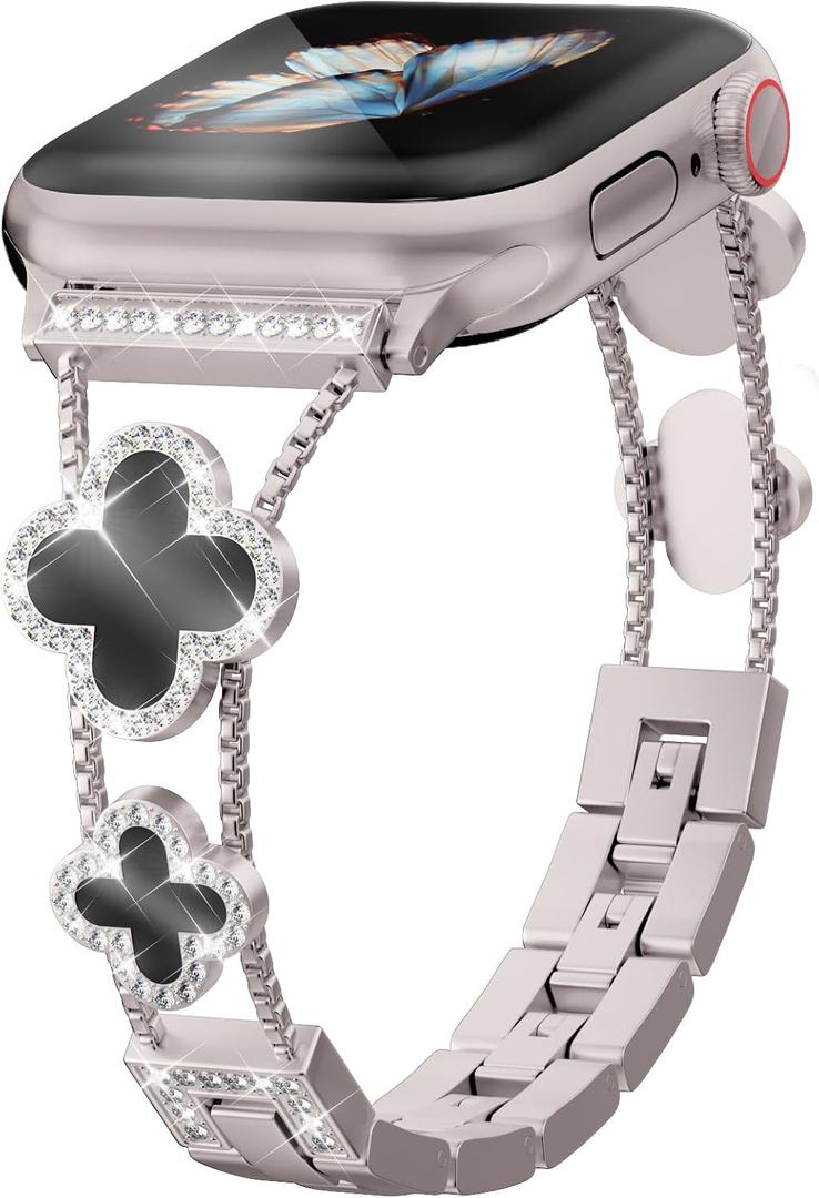 Bling Metal Band Compatible with Apple Watch Bands for Women 41mm 40mm 38mm 42mm 46mm 49mm 45mm 44mm,Adjustable Designer Cute Stylish Strap for iWatch Series11/10/9/8/7/6/5/4/3/2/1/SE/Ultra