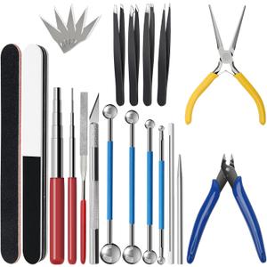 23 Pieces Metal Puzzle Tool Kit, AHIER Metal Model Tool Kit Including Plier Bending Assist Tools File Flat Tweezers Wire Wrapping Rod, 3D Metal Earth Tool Kit Model Building Tools