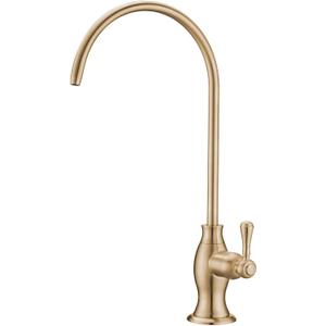 Delle Rosa Brushed Gold Drinking Water Faucet, Non-Air Gap Solid Brass Kitchen Water Filter Faucet, Classical Water Filtration Faucet for Under Sink Water Filter System Brushed GoldLight Gold
