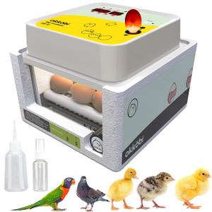 Incubators for Hatching Eggs - 12 Eggs - Ideal All Ages | Egg Incubator with Automatic Egg Turning and Humidity Control - Integrated Egg Candler - Okkobi OBI-12 (Yellow)