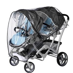 bemece Double Stroller Rain Cover, Weather Shield Double Stroller for Front and Rear Seats Twin Stroller, Baby Outdoor Activities Accessories, Protects Children from Rain, Snow, Wind (transparent-length)