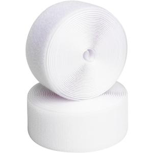 2 Inch x 16.5 Feet, Sew on Hook and Loop Tape, Non-Adhesive Back Heavy Duty Nylon Strips Fabric Fastener, Hook and Loop Strips for Home, School, Office and DIY Project White