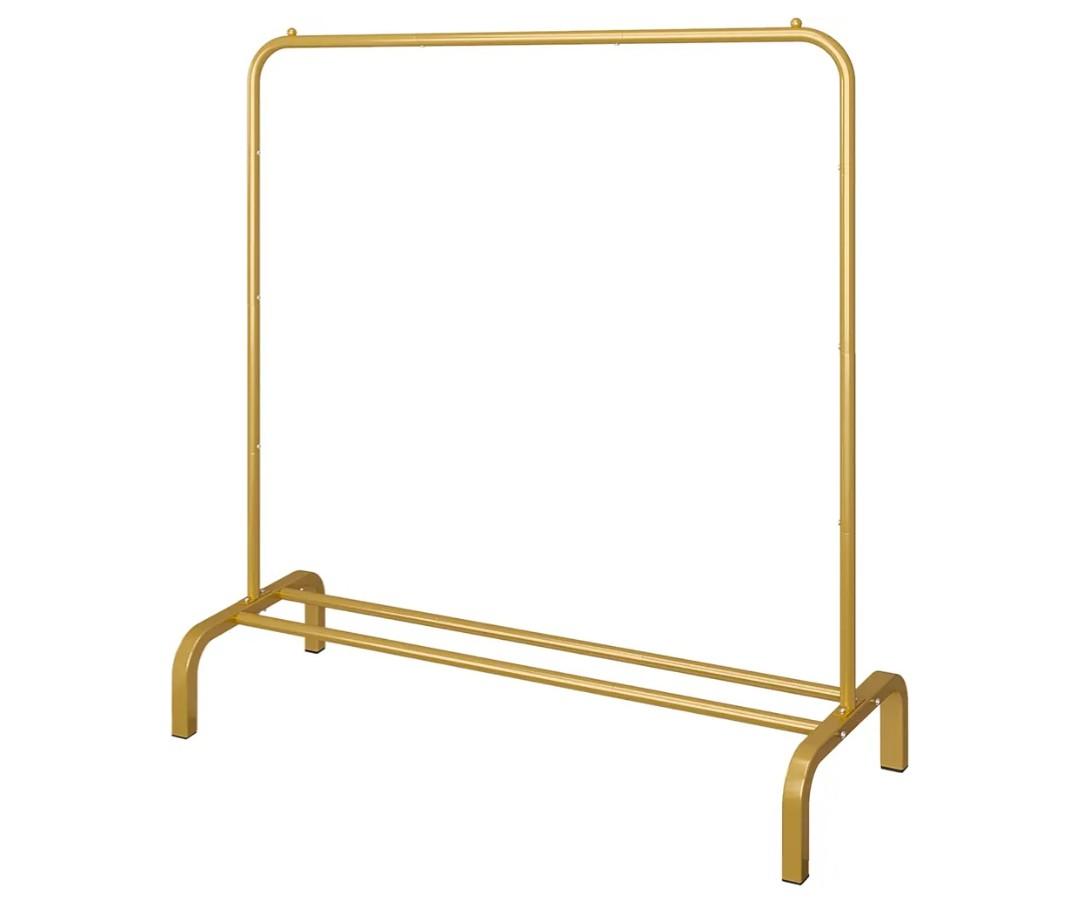Metal 43.3 Inches Garment Rack with Bottom Shelf Clothing Rack for Hanging Clothes Coats Skirts Shirts Sweaters Gold
