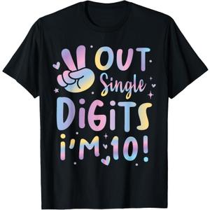 Peace Out Single Digits I'm 10 Birthday Girl 10th Years Old T-Shirt