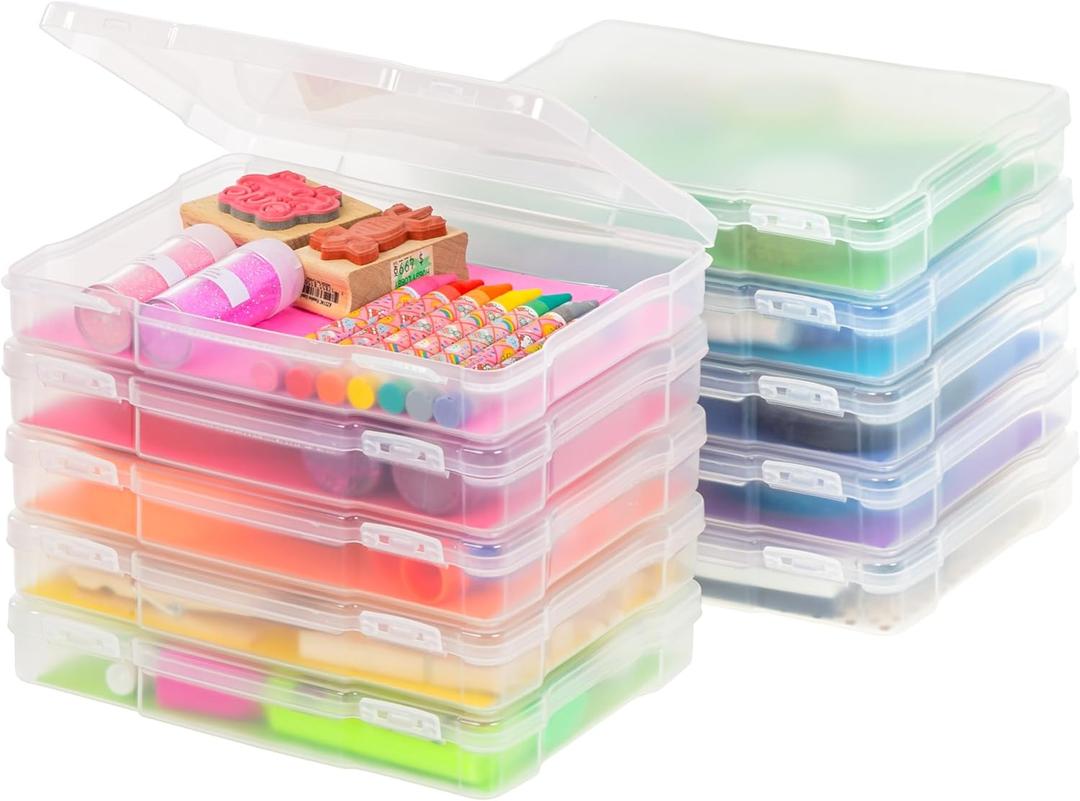 IRIS USA 5" x 7" Photo Storage Box Craft Keeper, 10-Pack, Organization Cases for Pictures, Crafts, Scrapbooking, Stationery Storage, Protection and Organization, Clear