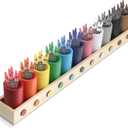 Threehoney Crayon Holder Organizer for Kids Wooden Colored Pencil Holder Pen Container Marker Organizer for Classroom Office School Stationery Art Storage Supplies, 11 Cups on a Stand