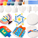 Suzile 40 Pcs Ramadan DIY Painting Gifts Arts and Crafts Eid Gifts Ceramic Painting Kit Includes Paint Own Plaster Stones with Paints Brushes, Plaster Drawing Kits for Ramadan DIY Activities