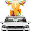 Soaoo 4 ft Mardi Gras Golf Cart Parade Inflatable Decoration with LED Light, Blow up Inflatable Jester with Carnival Mask Sign Outdoor Decor for Carnival Mardi Gras Car Roof Yard Garden Holiday