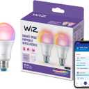 WiZ Connected Smart Light Bulbs, 2-Pack, Full Color A19 60W 800LM E26 LED Lights, Sunset/Sunrise Automation, Smart Bulbs with Motion Detection, Control with Voice or App