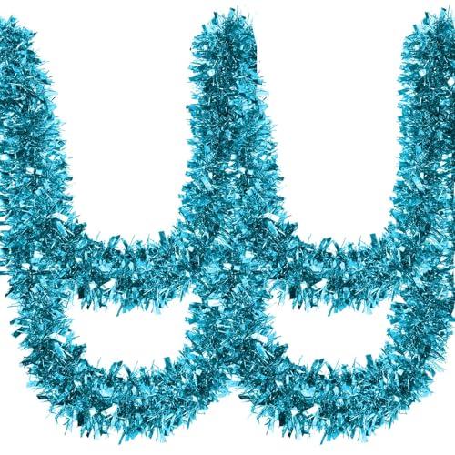 Ceenna 150 Feet Christmas Tinsel Garland Metallic Twist Garland Shiny Hanging String Ornaments for Christmas Tree Party Supplies Indoor and Outdoor Decoration(Blue)