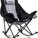 Swonder Oversized Rocking Camping Chair with Innovative 2-in-1 Removable Seat Cushion for All Seasons, Fully Padded Folding Outdoor Chair with Headrest and Carry Bag