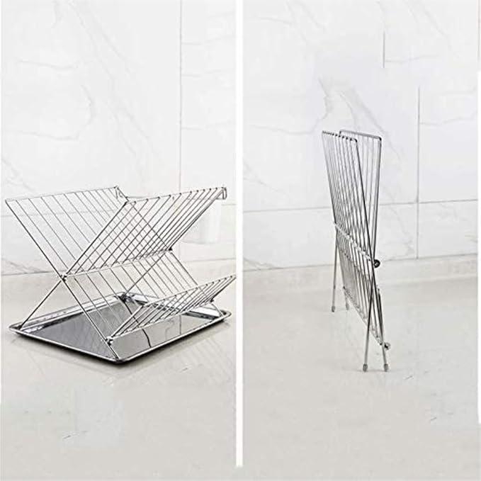 Drainage Rack Dish Rack Dish Drying Rack 2 Tier Stainless Steel Dish Rack With Utensil Holder Dish Drainer For Kitchen Kitchen Storage