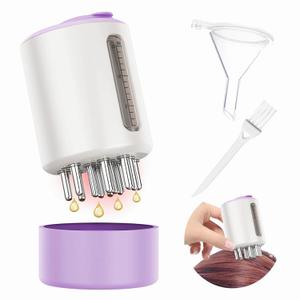Electric Hair Oil Applicator & Scalp Massager 2 in 1, 15ml Capacity, Scalp Care Brush for Hair Treatment, Minoxidil, Essential Oils & Serums (Purple) (Purple)