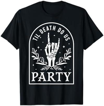 Til Death Do Us Party Retro Halloween Bachelorette Matching T-Shirt L