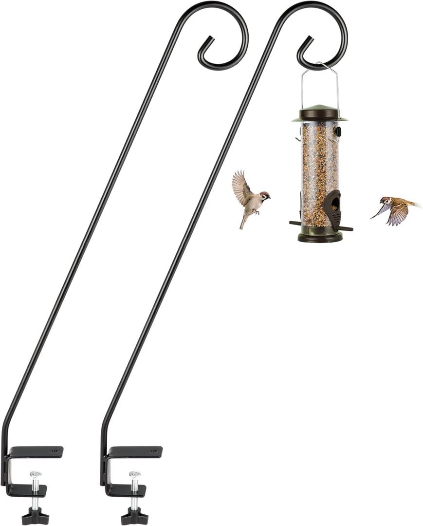 MIXXIDEA 2 Packs Heavy Duty Deck Rail Pole Deck Hook, Extensible and Adjustable Deck Hook for Hanging Bird Feeder, Plants, Suet Baskets, Wind Chimes, Lanterns