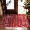Christmas Area Rug 2x3 Small for Hallway - Red Snowflake Plaid Decorative Modern Holiday Decor Geometric Non Slip Washable Carpet for Bedroom Kitchen