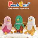 PEACH CAT Banana Duck Plush 1 Mommy 19.7" Banana Duck Stuffed Animal with 3 Cute Babies Inside, 4 Pieces Plushies Toy Set Gifts for Girls and Boys