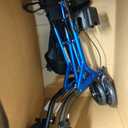 WALK MATE Rollator Walker for Seniors with Cup Holder, Upgraded Thumb Press Button for Height Adjustment, 8 Inch Wheels Walker with Seat Folding 14.7lb Lightweight Walking Aid, 300 lb Capacity, Blue