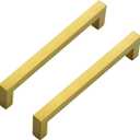 Ravinte 12 Pack 6-1/4 Inch Kitchen Square Cabinet Handles Brushed Brass Pulls Gold Drawer Pulls Kitchen Cabinet Hardware for Cupboard Drawer Handles