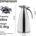 Sumerflos 68 Oz Stainless Steel Coffee Thermal Carafe/Double Walled Vacuum Thermos Insulated / 12 Hour Heat Retention(Silver)