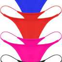 ETAOLINE Women's Thong Bikini Cheeky Bottom Solid G String Panties (5 Pack), S