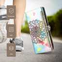 XcaseBar for Samsung Galaxy S23 Ultra Wallet case with Zipper Credit Card HolderRFID Blocking,Flip Folio Book PU Leather Phone Cases Shockproof Cover Men Women for Samsung S23Ultra case Mandala (Printing, Baby Blue-Printing)