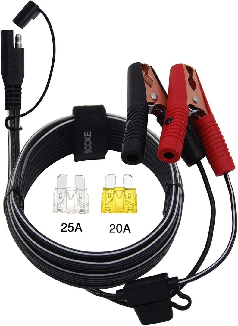 10FT 14AWG Battery Alligator Crocodile Clip to SAE Connector Extension Cable,12V SAE Quick Release Adapter to Alligator Clips Quick Disconnect Cable