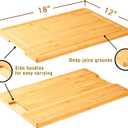 Bamboo Cutting Board for Kitchen, 18" Large Wood Charcuterie Cheese Board, Wooden Chopping Block with Side Handles and Juice Grooves