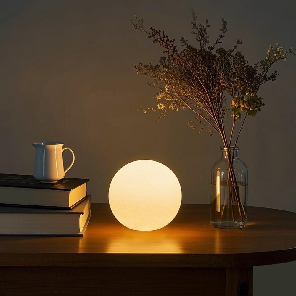 LED Ball Light, 6-inch Glowing Orb Light, Rechargeable Globe Lamp, Dimmable Mood Light W/Remote, Waterproof Ambient Lighting Lamp for Desk Bedroom, Bathroom, Patio
