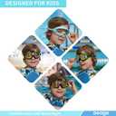 Seago Swim Goggles 2 Pack Anti-Fog Anti-UV Wide View Swimming Goggles for Kids 3-14 (Light Blue & Black/Green)