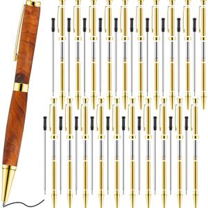 Colarr 20 Pcs 7mm Slimline Pen Kit with Refill Wood Turning Twist Pen Kit Lathe Turning Supplies for DIY Copper Making Friend Teacher Students Gifts(Gold)