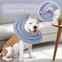 IDOMIK Dog Recovery Collar, Waterproof Soft Dog Cone After Surgery, Comfy Protective Elizabethan Collar Alternative for Dogs Cats, Adjustable Pet Neck Donut Cone Anti-Licking Biting Wounds,Blue,S (Blue)