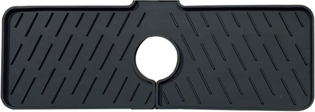 Silicone Faucet Mat for Kitchen Sink Suitable for Kitchen Bathroom Tool Drip Protector Splash Countertop Gift Silicone Faucet Water Catcher Mat (Black)