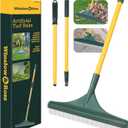 Adjustable Rake for Leaves, Hand Telescopic Leaf rake, 3 Sections 63 in Extra Long-Garden Rake, Carpet rake for Artificial Turf, Patios and Carpets (Light Yellow)