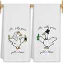 2 x Funny Goose Kitchen Towels, Bachelorette Party Gifts Dish Tea Towels for Kitchen Decor, Engagement Newly Engaged Gifts for Couples Decorative Hand Towel for Bathroom, 16x24 Inch Set of 2