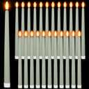 Macarrie 24 Packs Flameless Taper Candles Battery Operated Fake 11 Inch Long Candlelight LED Flameless Candlesticks Flickering Tapered for Christmas Church Prayer New Year Wedding (Light Green)