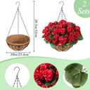 Waipfaru 2 Set Artificial Geraniums for Outdoors with Hanging Baskets, 12 Bundles UV Resistant Artificial Outdoor Plants, Fake Red Flowers for Spring Front Porch Home Patio Balcony Yard Decor