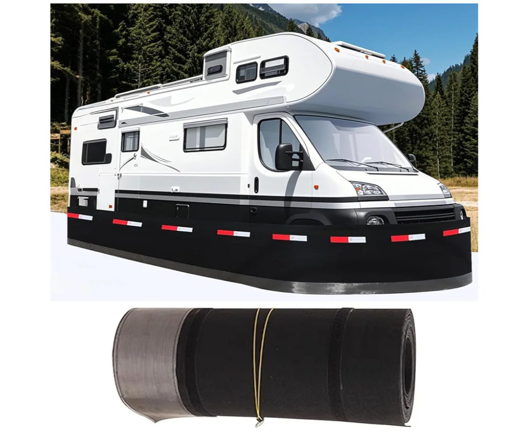 RV Skirting for Winter, Heavy Duty Travel Trailer Skirt with Lock Cable, Windproof, Waterproof & UV Resistant Camper Skirt for Large 5th Wheel & Small Class A RV(92x2.6 ft)