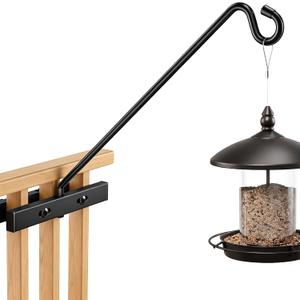 17-Inch Deck Bird Feeder Hanger for Railing, Outdoor Decor Plant Hanger, Balcony Railing Hook - 15LB Capacity - for Hanging Plants, Bird Feeders, Lanterns, Wind Chimes
