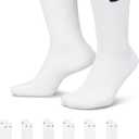 Nike Unisex Adult Everyday Cushioned Training Crew Socks (6-Pack) | Mens and Womens (White, L)