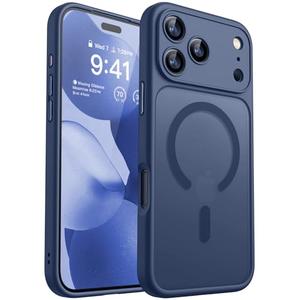 CANSHN Magnetic Compatible with iPhone 17 Pro Case, Upgraded [Full Camera Protection] [Compatible with Magsafe] [Translucent Matte] Shockproof Protective Phone Cover 6.3 Inch - Deep Blue