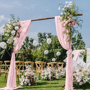 Pink Wedding Arch Draping Fabric 2 Panels 29" x 20 FT Blush Drapes for Backdrop Sheer Curtains Wedding Drapes for Romantic Bridal Baby Shower Ceremony Birthday Party Spring Outdoor Events