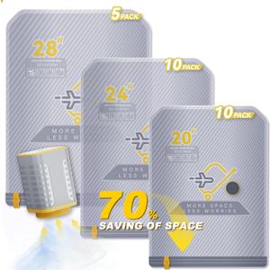 25-Pack Vacuum Bags for Travel with Wireless Rechargeable Pump, Carry-on Size Compression Packing Bags for Luggage & Suitcase, Space Saver for Clothes & Clothing, 25 Combo Travel Size, Fast 3S Vacuum