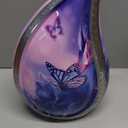 M MEILINXU Cremation Urns for Human Ashes Adult Female & Male, Funeral Urn for Ashes for Women & Man, Blue Butterflies Decorative Teardrop, Flowers and Butterfly Urn - Large Tear Drop