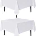 sancua White Large Square Tablecloths 85x85 Inch, 2 Pack - Fabric Table Cloth for Square or Round Tables, Washable Polyester Table Cover for Outdoor Party, Birthday, Buffet, Resturant