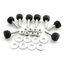 8 Set M6x20 Thumb Screw Plastic Round Shape Head Threaded Knurled Grip Knobs Clamping Screw with Nut Washer