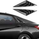 for Hyundai Elantra 2021 2022 2023 Exterior Accessories Sporty Car Rear Side Window Louvers Air Vent Scoop Shades Cover Trim Blinds 2PCS(Bright Pitch Black)
