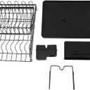 Folding Dish Drying Rack, 2 Tier Dish Drainer Shelf, Multipurpose Countertop with Ventilation Holes, Space STO Rack for Dishes, Cutlery and Cups (Black)