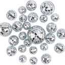 Framendino, 50 Pack Disco Balls Cake Decor Mini Mirror Ball Topper 70s Themed Party Decoration 4 Sizes