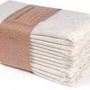 Linen Cloth Napkins - Set of 12 18x18 Cotton Dinner Napkins with Fringes, Mitered Corners, Machine Washable - Ideal for Weddings & Cocktail Parties